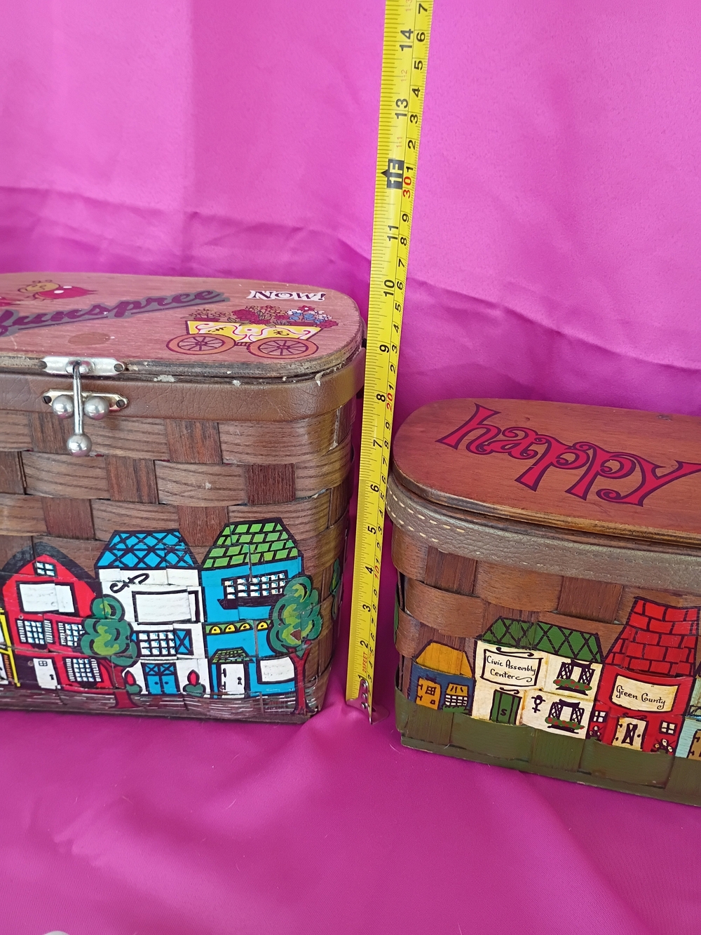 Caro Nan Hand Painted Vintage Baskets - Set of 2 - Picture 16 of 16